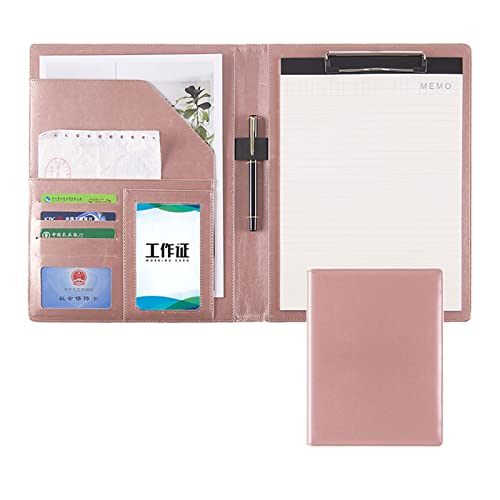 Lebenslauf-Padfolio-Portfolio-Ordner, PU-Leder, Business-Dokumenten-Organizer im Briefformat mit Zwischenablage for Interview, Konferenz und Präsentation (rot, kein Taschenrechner).(Pink,No calculator von SAJMAKUWLA