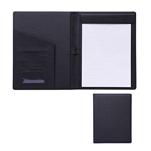 SAJMAKUWLA A4 Padfolio Portfolio Konferenzmappe Hülle Executive Business Padfolio Lebenslaufmappe Visitenkartenhalter PU Leder Padfolio for Damen Herren(Black,No Notepad) von SAJMAKUWLA