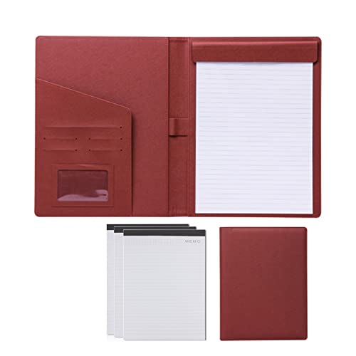 SAJMAKUWLA A4 Padfolio Portfolio Konferenzmappe Hülle Executive Business Padfolio Lebenslaufmappe Visitenkartenhalter PU Leder Padfolio for Damen Herren(Brown,3 notepads) von SAJMAKUWLA