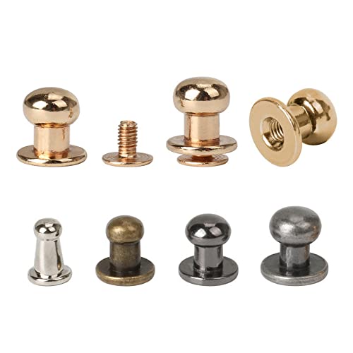 SAJMAKUWLA Chicago Screws, 20 Sets Ledergürtel Runde Mönchskopfnieten Metalllegierung Knopf Schraubnieten Nieten Spikes Dekor Nagelschnallen(Bronze,Monk Head 7mm) von SAJMAKUWLA