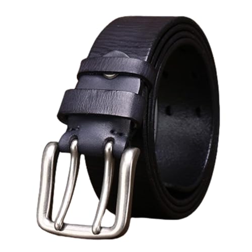 SAJMAKUWLA Cowboy Belt, Grommet-Rindsledergürtel for Herren, Robustes, vollnarbiges, legeres Lederband, 1 1/2 Zoll Doppelzinken-Schnalle im Retro-Stil(Black,100cm/39) von SAJMAKUWLA