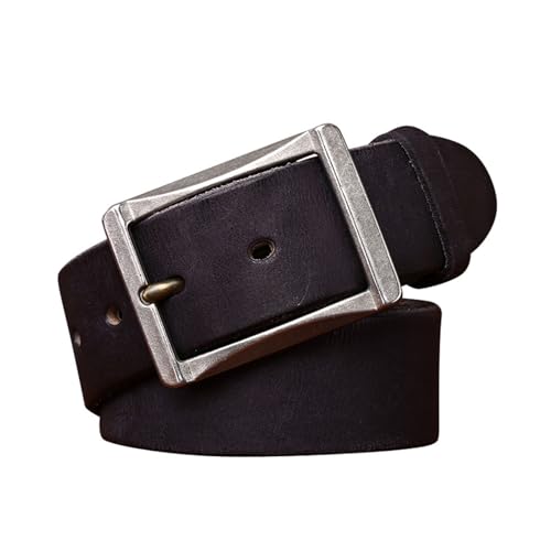 SAJMAKUWLA Cowboy Belt, Vintage-Gürtel for Jeans, Kleider, Robustes 5 mm Dickes Lederband mit antiksilberner rechteckiger Schnalle, 1 1/2 Zoll(Black,100cm/39) von SAJMAKUWLA