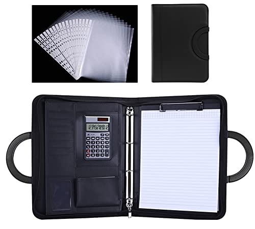 SAJMAKUWLA Ordner Smart Notebook Folio Cover Verschleißfestes Leder Portfolio Visitenkarten Stifthalter Magnetverschluss Innenaufbewahrung mit Griff von SAJMAKUWLA