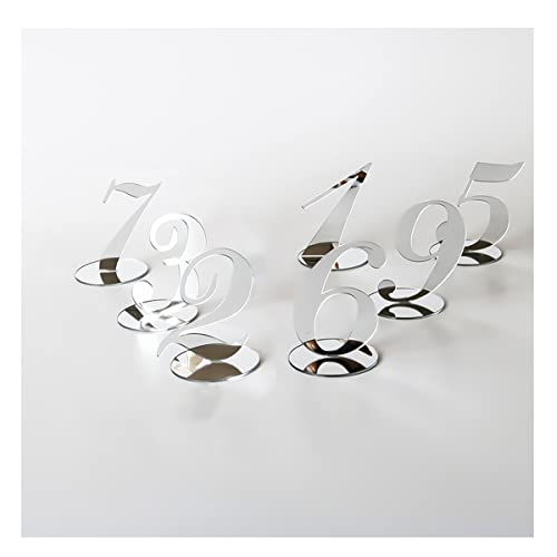 SAJMAKUWLA Stainless Steel Table Number,Restaurant Table Numb Hochzeit 1-10, Spiegel Silber Dekoration for Hochzeiten Ehejubiläum Veranstaltungen Party, Acryl Schilder Empfang Nummer Dekor(1 to 20) von SAJMAKUWLA