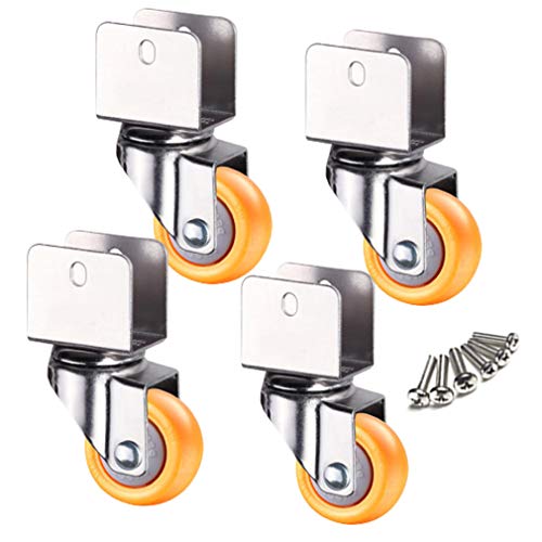 SAJMAKUWLA Swivel Caster Wheels,Furniture castors, 4 Stück Nylon-Kinderbett, 1,5-Zoll-Rad, U-Klemme Oben, drehbare Universal-Lenkbremsenrolle, Belastung 60 kg,(4swivel,16mm/0.63in) von SAJMAKUWLA