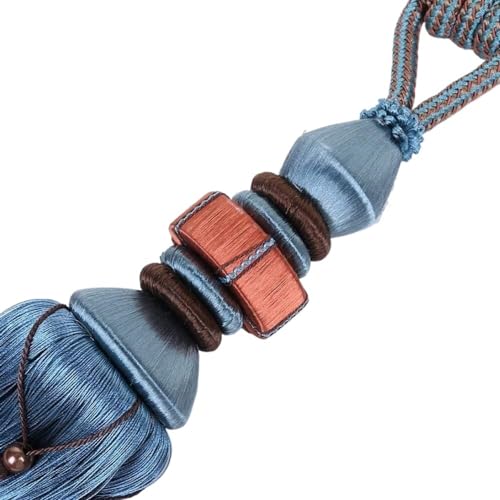 SAJMAKUWLA Tassel Cord Curtain, 2 Stücke Lila Quaste Vorhang Einzelne Kugel Hängende Kugel Spinning Vorhang Riemen Hängende Quaste(Blue) von SAJMAKUWLA