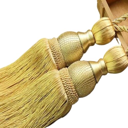 SAJMAKUWLA Tassel Cord Curtain, 2 Stücke Vorhang Hängende Kugel Quaste Raffhalter Zurrgurt Lobbing Gurt Goldene Schnalle Neue Heimdekoration/Rot(Glod) von SAJMAKUWLA