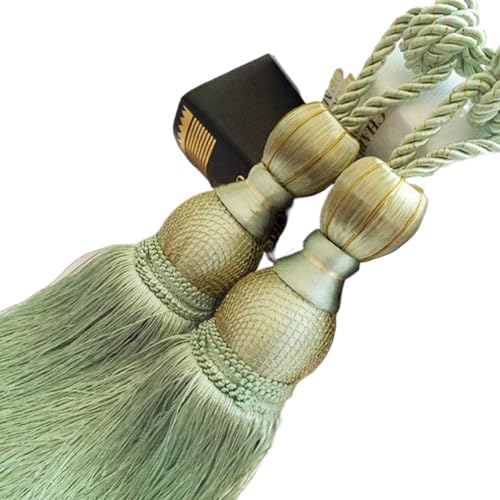 SAJMAKUWLA Tassel Cord Curtain, 2 Stücke Vorhang Hängende Kugel Quaste Raffhalter Zurrgurt Lobbing Gurt Goldene Schnalle Neue Heimdekoration/Rot(Light Green) von SAJMAKUWLA