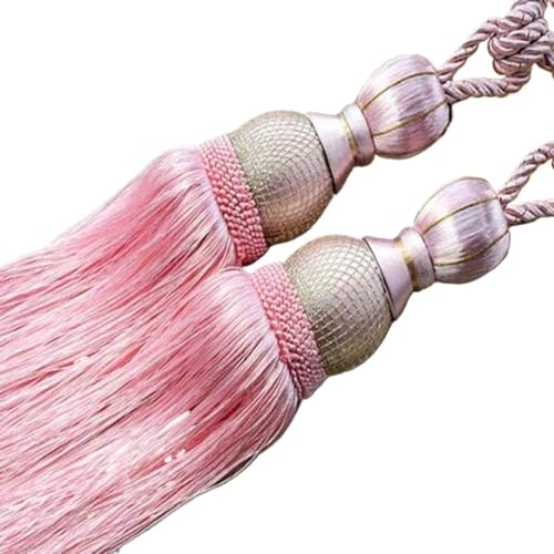 SAJMAKUWLA Tassel Cord Curtain, 2 Stücke Vorhang Hängende Kugel Quaste Raffhalter Zurrgurt Lobbing Gurt Goldene Schnalle Neue Heimdekoration/Rot(Pink) von SAJMAKUWLA