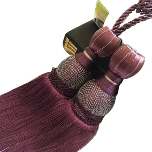 SAJMAKUWLA Tassel Cord Curtain, 2 Stücke Vorhang Hängende Kugel Quaste Raffhalter Zurrgurt Lobbing Gurt Goldene Schnalle Neue Heimdekoration/Rot(Purple) von SAJMAKUWLA