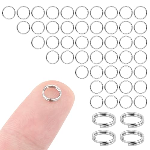 400 Stück Metall-Spaltringe – 6 mm kleine Spaltringe, doppelt offene Binderinge, Edelstahl-Binderinge, Binderinge für Schmuckherstellung, Halsketten, Ohrringe, Handwerk, Ornamente und Bastelarbeiten von SAKDWUR