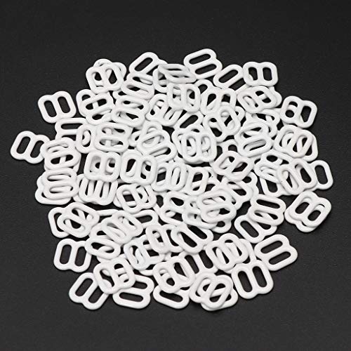 SAKEIOU 100 Stück Metall Dessous Verstellbarer Näh-BH Schieber Ringe Schnallen DIY 6mm-15mm Einsteller Schnallen Weiß von SAKEIOU