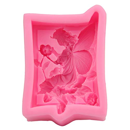 SAKEIOU 3D Engel Blume Fee Silikonform DIY Seifenkerze Kuchen Fondant Backform Seifenform Rosa von SAKEIOU