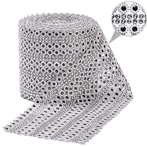 SAKETOS 9m Diamant Band Selbstklebend, Strassband Acrylic Rhinestone Diamant Band Für Hochzeit Geburtstag Torte Gastgeschenkbox Verzierung Handwerk | Silber-schwarz von SAKETOS