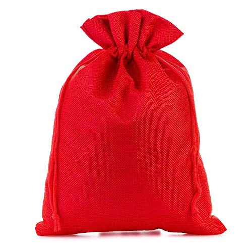 SAKETOS Jute Säckchen Jute Säckchen Jutesack Groß Stoffsäckchen mit Zugband Jute Beutel Mittelgroß Säckchen Stoffbeutel Jutesäckchen Geschenkbeutel Säckchen 1 Stück I 26 x 35 cm – Rot von SAKETOS