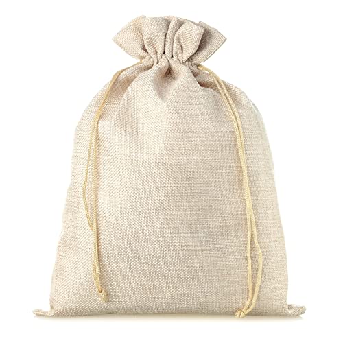 SAKETOS Jute Säckchen Jute Säckchen Jutesack Groß Stoffsäckchen mit Zugband Jute Beutel Mittelgroß Säckchen Stoffbeutel Jutesäckchen Geschenkbeutel Säckchen 1 Stück I 35 x 50 cm - Naturfarbe Hell von SAKETOS