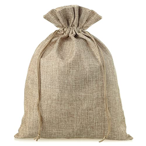 SAKETOS Jute Säckchen Jute Säckchen Jutesack Groß Stoffsäckchen mit Zugband Jute Beutel Mittelgroß Säckchen Stoffbeutel Jutesäckchen Geschenkbeutel Säckchen 1 Stück I 40 x 55 cm – Naturfarbe von SAKETOS