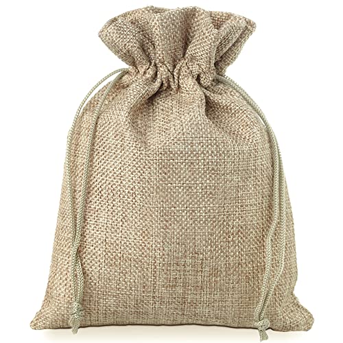 SAKETOS Jutesäckchen 10 Stück Jute Säckchen Jutesack Klein Stoffsäckchen mit Zugband Jute Beutel Kleine Säckchen Kleine Stoffbeutel Jutesäckchen Geschenkbeutel Säckchen I 12 x 15 cm – Naturfarbe von SAKETOS