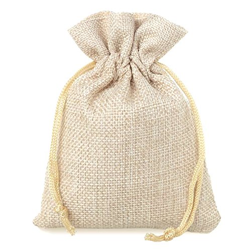 SAKETOS Jutesäckchen 10 Stück Jute Säckchen Jutesack Klein Stoffsäckchen mit Zugband Jute Beutel Kleine Säckchen Kleine Stoffbeutel Jutesäckchen Geschenkbeutel Säckchen I 9 x 12 cm - Naturfarbe Hell von SAKETOS