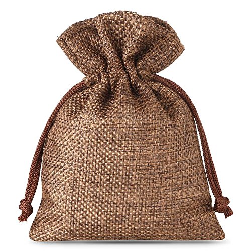 SAKETOS Jutesäckchen 10 Stück Jute Säckchen Jutesack Stoffsäckchen mit Zugband Jute Beutel Kleine Säckchen Kleine Stoffbeutel Jutesäckchen Geschenkbeutel Säckchen I 10 x 13 cm - Naturfarbe Dunkel von SAKETOS