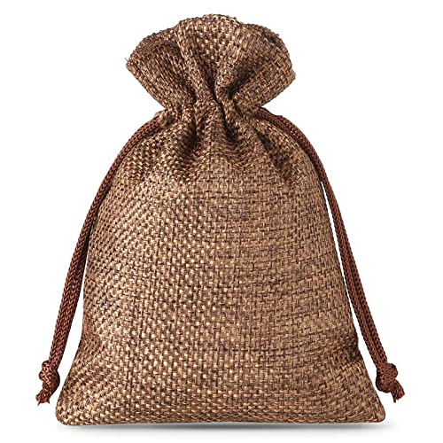 SAKETOS Jutesäckchen 10 Stück Jute Säckchen Jutesack Stoffsäckchen mit Zugband Jute Beutel Kleine Säckchen Kleine Stoffbeutel Jutesäckchen Geschenkbeutel Säckchen I 12 x 15 cm - Naturfarbe Dunkel von SAKETOS