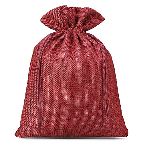 SAKETOS Jutesäckchen 5 Stück Jute Säckchen Jutesack Klein Stoffsäckchen mit Zugband Jute Beutel Mittelgroß Säckchen Stoffbeutel Jutesäckchen Geschenkbeutel Säckchen I 15 x 20 cm – Dunkelrot von SAKETOS