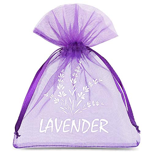 SAKETOS Organzabeutel für Lavendel 9 x 12 cm - Schmuckbeutel 10 Stück - Säckchen Dunkelviolett - Geschenkbeutel Durchsichtig - Geschenkbeutel Durchsichtig - Duftsäckchen von SAKETOS