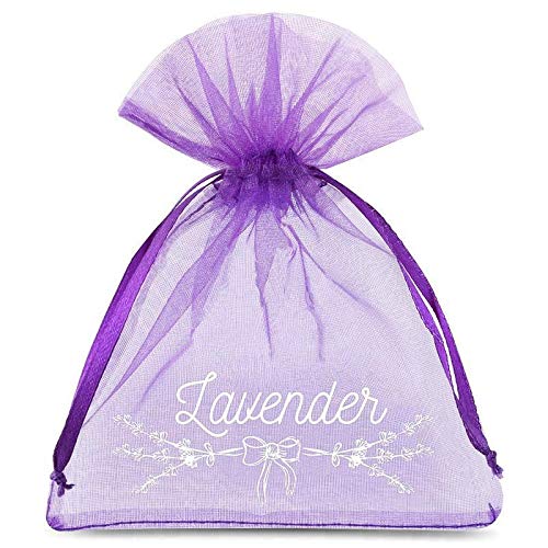 SAKETOS Organzabeutel für Lavendel 9 x 12 cm - Schmuckbeutel 10 Stück - Säckchen Dunkelviolett - Geschenkbeutel Durchsichtig - Geschenkbeutel Durchsichtig - Duftsäckchen von SAKETOS