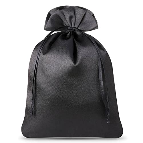 SAKETOS Satin Beutel Säckchen Stoffsäckchen mit Zugband Satinbeutel Säckchen mit Zugband Geschenkbeutel Säckchen Schmuck Beutel Geschenk Säckchen Schmuckbeutel I 5 Stück 15 x 20 cm – Schwarz von SAKETOS