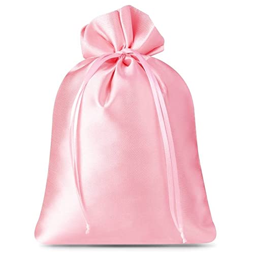 SAKETOS Satin Beutel Säckchen Stoffsäckchen mit Zugband Satinbeutel Säckchen mit Zugband Geschenkbeutel Säckchen Schmuck Beutel Geschenk Säckchen Schmuckbeutel I 5 Stück 18 x 24 cm – Hellrosa von SAKETOS