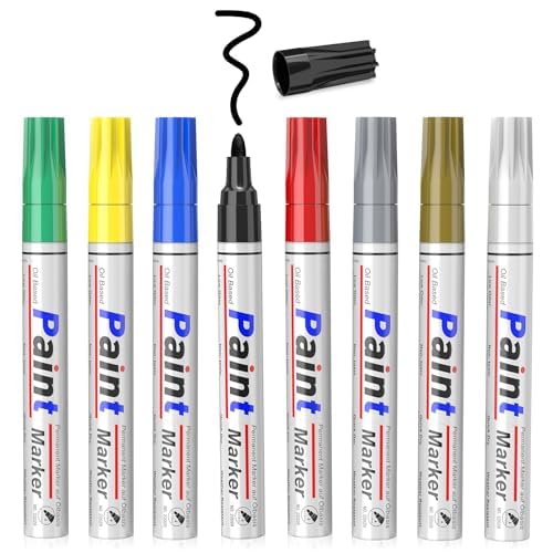 Permanent Marker Bunt Wasserfeste Stifte, 8 Farben Wasserfester Stifte Steine Bemalen Wasserfest Glasstift Lackstifte für steine bemalen,Glas, Holz, Tasse,metall, kunststoff von SAKEYR