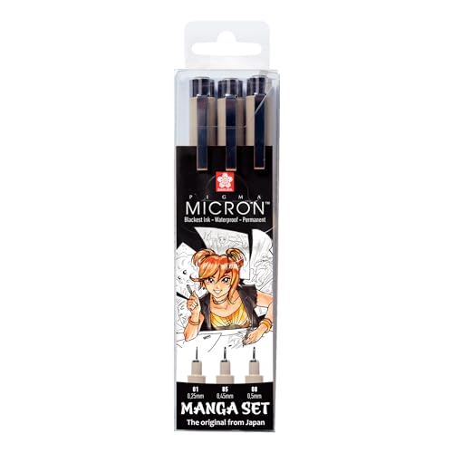 SAKURA Filzstift Pigma Micron Manga Set 3er schwarz von SAKURA