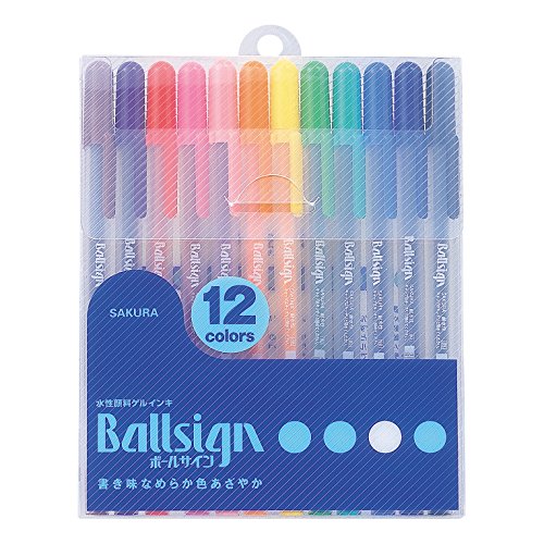 SAKURA Gel-Tinten-Kugelschreiber, Kugelzeichen (Gelly Roll), 12 Farben Set (PGB12) von クレパス