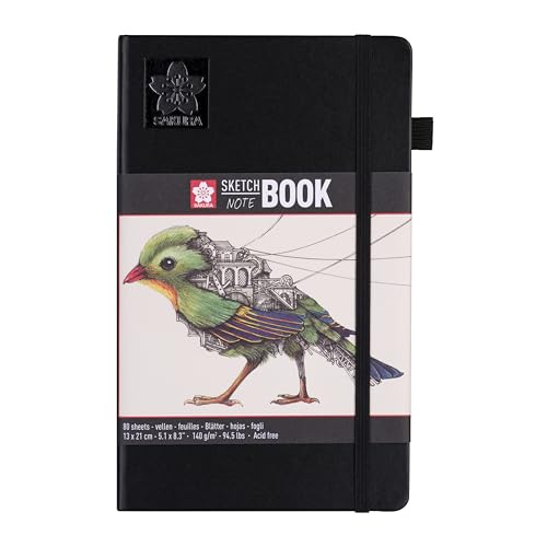 Sakura Skizzenbuch Schwarz | 13 x 21 cm, 140 g, 80 Blatt | Hardcover Skizzenbuch für Bleistift, Pastell, Tinte, Gouache Sakura Skizzenbuch Schwarz | 13 x 21 cm, 140 g, 80 Blatt | Hardcover Skizzenbuch für Bleistift, Pastell, Tinte, Gouache von SAKURA