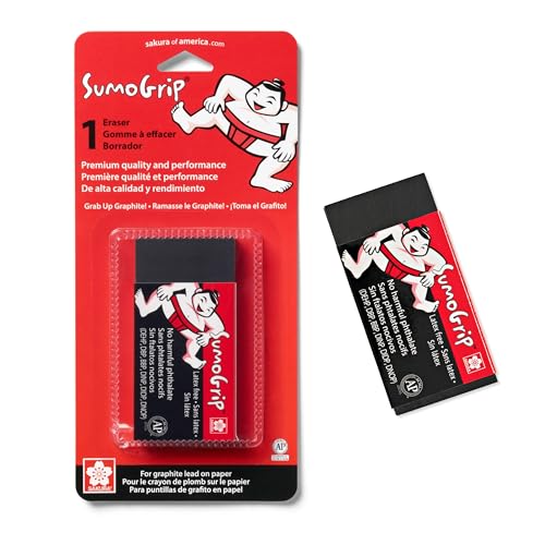 Sakura SumoGrip Block-Radiergummi – mikroporöser Radiergummi für Schule, Zeichnen und Schreiben – schwarze Farbe – große Größe B300 Sakura SumoGrip Block-Radiergummi – mikroporöser Radiergummi für Schule, Zeichnen und Schreiben – schwarze Farbe – große Größe B300 von SAKURA