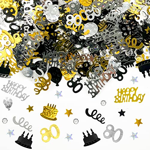 500 Stück Konfetti Geburtstag, Schwarz Gold Silber Konfetti, Happy Birthday Konfetti, für Geburtstag Hochzeit Jubiläum Partydekorationen (40) von SALADOCY