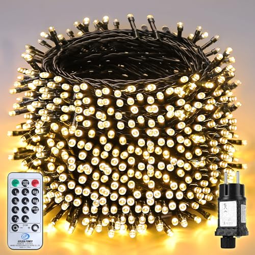 SALCAR 100m 1660er LED Lichterkette Weihnachtsbaum, 31V Christbaumbeleuchtung Außen mit Fernbedienung, Wasserdicht Lichterkette mit 8 Modi und Memory für Innen Garten Balkon Tannenbaum, Warmweiß von SALCAR