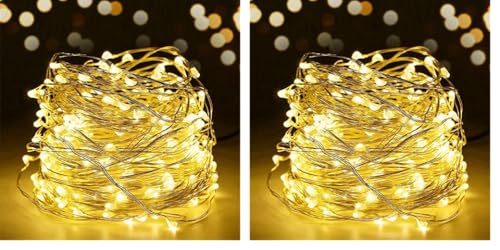 SALCAR 10m LED Lichterkette Draht, USB Kupferdraht Lichterkette, 100 LEDs Kupferdrahtlichterkette Innen Außen Weihnachten Party, Warmweiß (Packung mit 2) von SALCAR