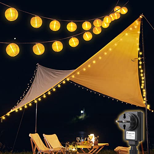SALCAR 3m LED Lampion Außen, 10er Laternen LED Lichterkette, Wasserdicht Gartenlaterne Deko für Draußen mit 8 Beleuchtungsmodi - Warmweiß von SALCAR