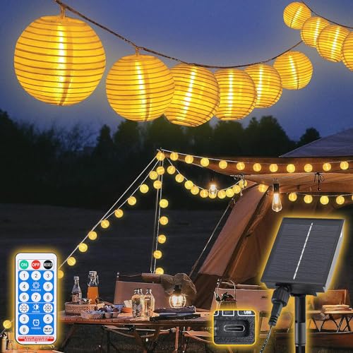 SALCAR Solar Lichterkette Lampion Außen, 15m 50LED Solar Lampions Außen Wetterfest, Zeitsteuerung und Speicherfunktion, 8 Modi Solar Lichterkette Laternen für Garten, Balkon,Hof, Fest Deko, Warmweiß von SALCAR