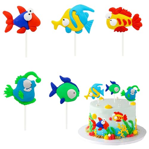 Cake Topper Meerestiere, Ozeanthema Cake Dekoration, 3D Meerestiere Cupcake Topper, Ocean Animals Kuchen Dekoration, für Kinder Party Geburtstag Party Dekoration von SALGIA