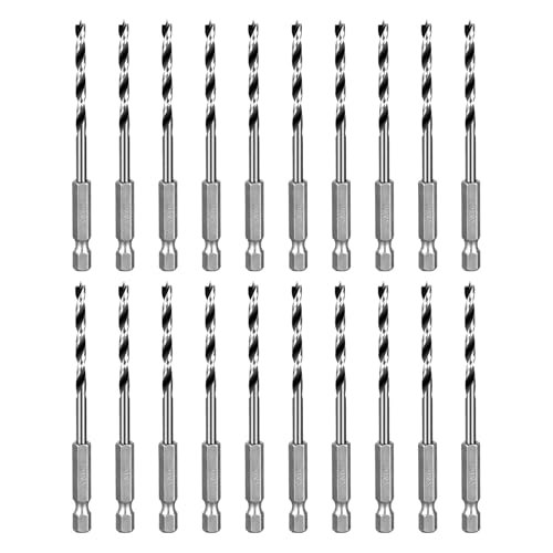 SALI 20-teilig Holzspiralbohrer Bohrer mit 1/4 Sechskant-Schaft Holzbohrer-Set Ø 4 mm für Bohrungen in Weichholz, Hartholz Professional Zubehör Bohrschrauber Standbohrmaschine von SALI