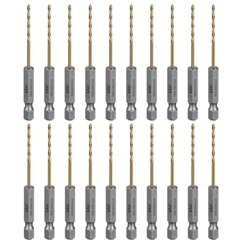 SALI 20 teiliges HSS Bohrer Set Sechskantschaft Schnellbohrkronen Ø 2 mm Titan-beschichteter Bohrersatz Schnellwechsel 1/4"-Sechskantaufnahme Spiralbohrer Metallbohrer für Holz Kunststoff Aluminium von SALI