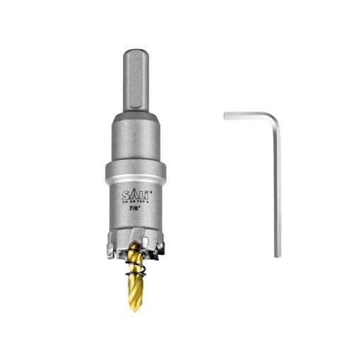 SALI Lochsäge Hartmetall-Bohrer TCT-Metall Lochsäge Bohrer TCT-Bohrer-Lochsägen mit Titanbeschichteter Zentrierbohrer Ideal für Löchern in Edelstahl, Eisen, Legierung, Holz, Kunststoff (Ø 22 mm) von SALI