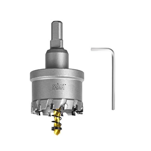 SALI Lochsäge Hartmetall-Bohrer TCT-Metall Lochsäge Bohrer TCT-Bohrer-Lochsägen mit Titanbeschichteter Zentrierbohrer Ideal für Löchern in Edelstahl, Eisen, Legierung, Holz, Kunststoff (Ø 45 mm) von SALI