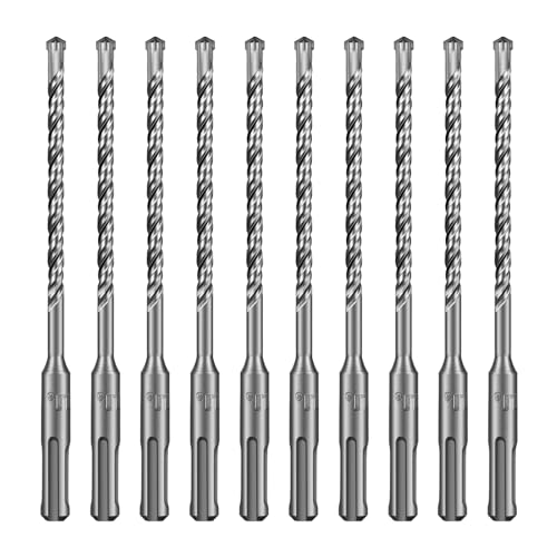 SALI SDS Plus Bohrer Set 6x160mm 10 tlg. Hammerbohrer Set Betonbohrer mit 4 Hartmetall Spitze Präzises & Schnelles Bohren in Beton Zubehör Bohrhammer Steinbohrer für Stahlbeton,Naturstein,Ziegelmauer von SALI