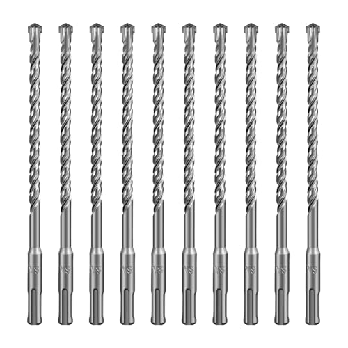 SALI SDS Plus Bohrer Set 8x210mm 10 tlg. Hammerbohrer Set Betonbohrer mit 4 Hartmetall Spitze Präzises & Schnelles Bohren in Beton Zubehör Bohrhammer Steinbohrer für Stahlbeton,Naturstein,Ziegelmauer von SALI