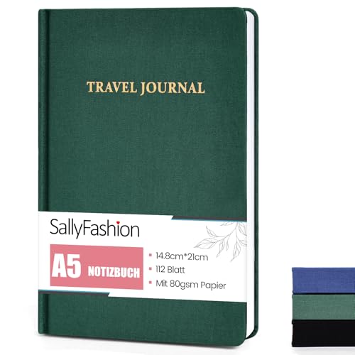 SALLYFASHION Sally Fashion Hardcover Reise Notizbuch, Grün Kleine Notizblock Liniertes Notizbuch für Familie Freunde Kollegen 15 x 21,5 cm von SALLYFASHION