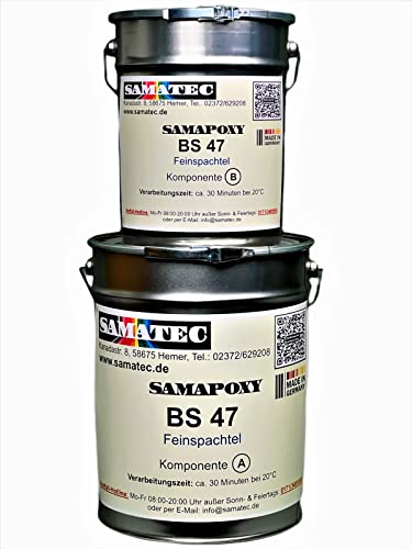 SAMATEC Feinspachtel Spachtelmasse Füllspachtel 2K Epoxidharz Reparatur Löcher Risse Fehlstellen BS47 (12 Kg) von SAMATEC