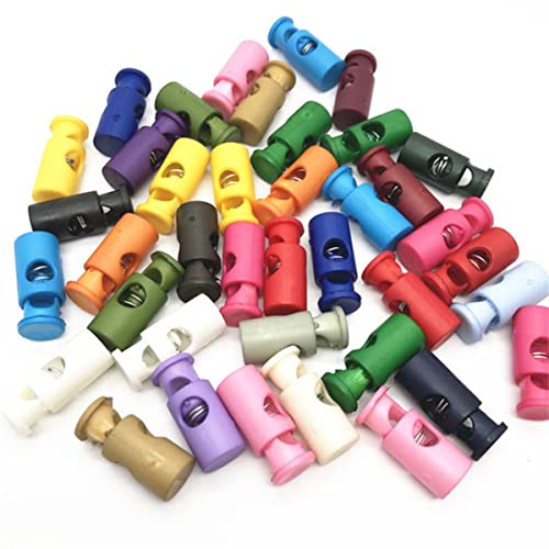 20 Stück Mehrfarbiger Kordelverschluss Kippschalter Klemmstopper DIY Jacke Hut Seilverschlussschnallen Einloch Elastische Einstellschnallen-Mix-Farbe,23mm von SAMCRY